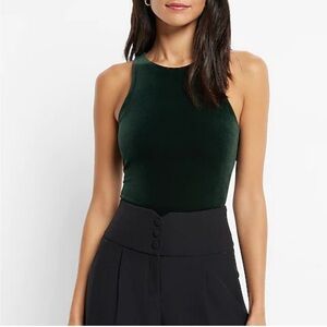 Express Green Sleeveless Fitted Bodysuit